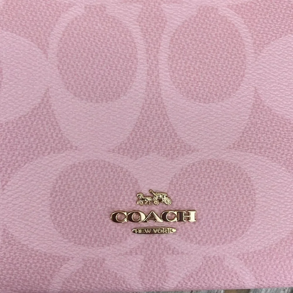 Coach Limited Slim Crossbody Bag In Signature Canvas Powder Pink Purse